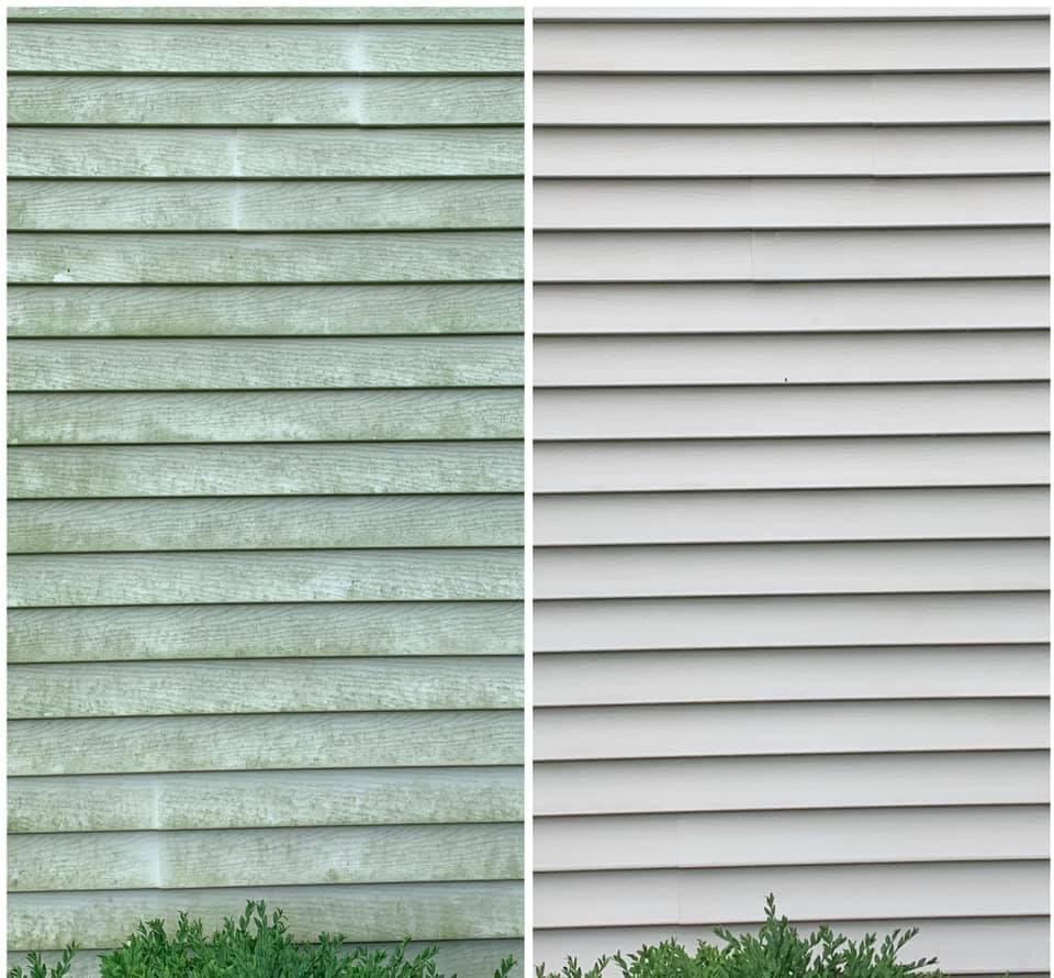 Before and After Pressure Washing Vinyl Siding