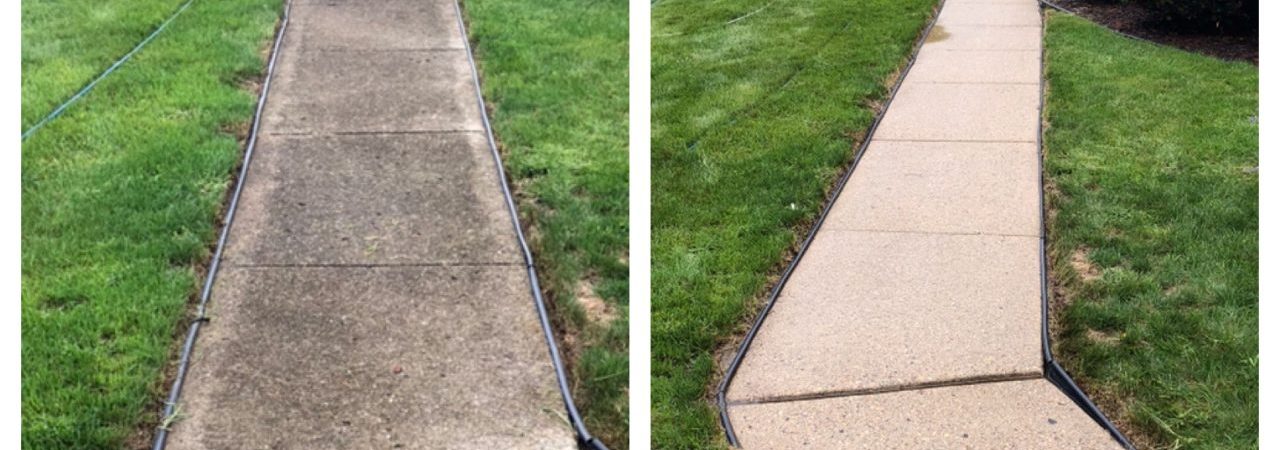Before and after sidewalk cleaning