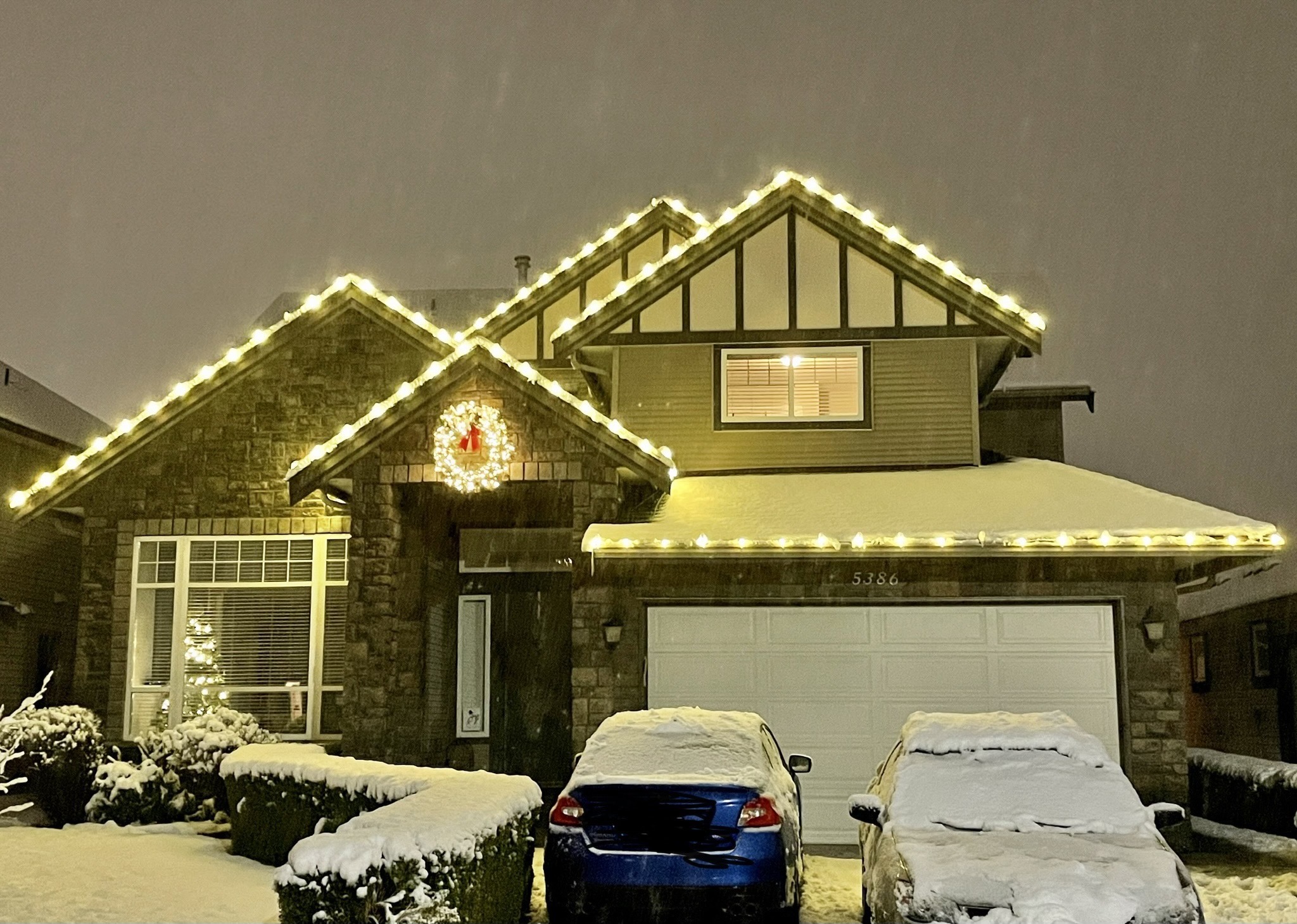 Christmas Lights in the Snow