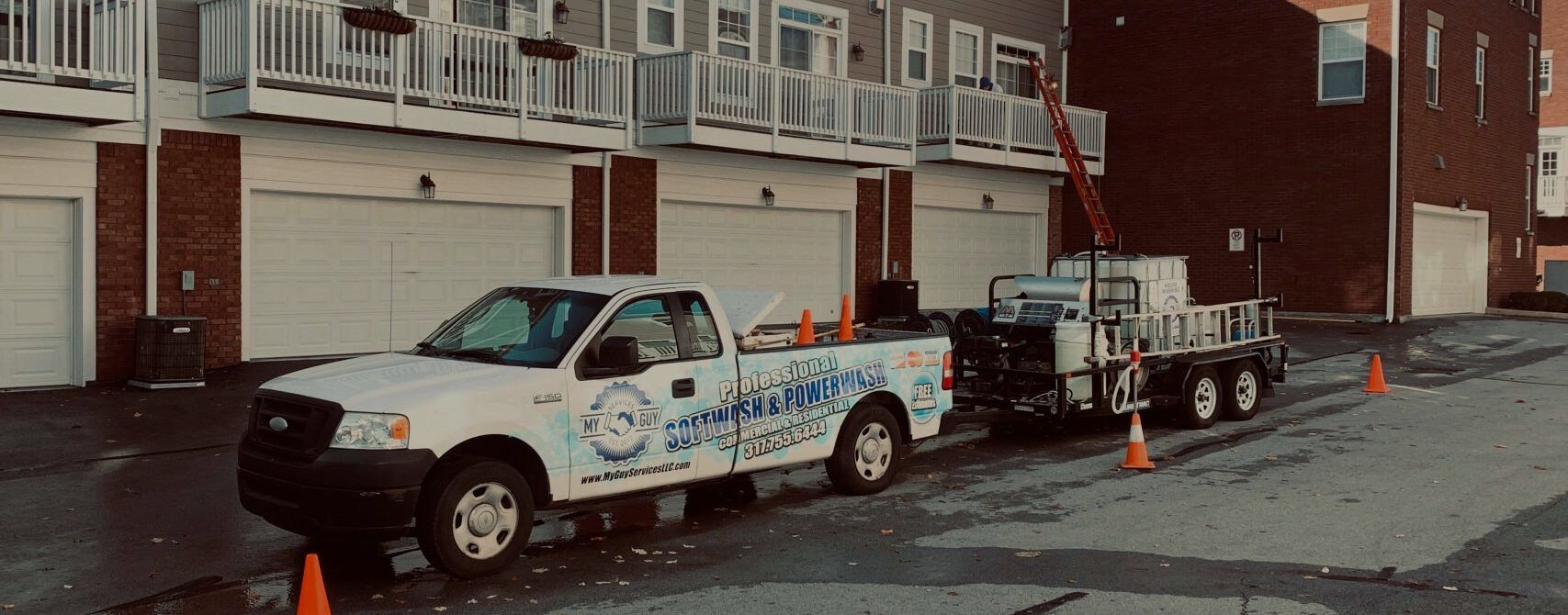 My Guy Services truck doing work at a residence.