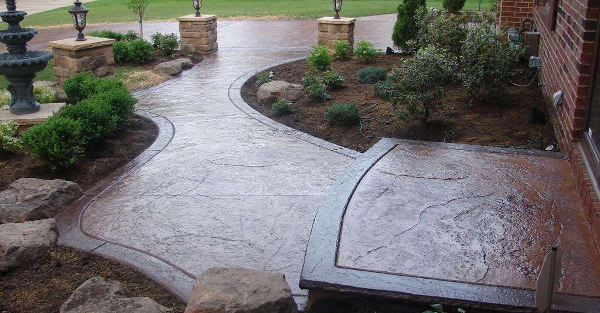 Stamped concrete walkway