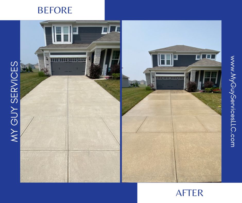 Fishers driveway pressure washed by My Guy Services