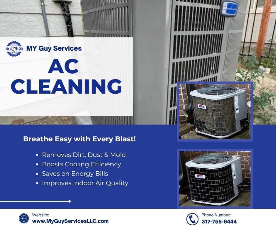 Before and after AC cleaning showing improved airflow and efficiency — removes dirt, dust, and mold for better indoor air quality in Indianapolis