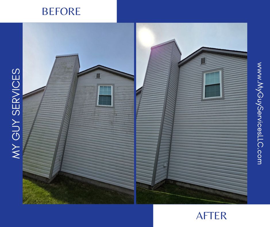 Before and after house washing in Fishers, Indiana
