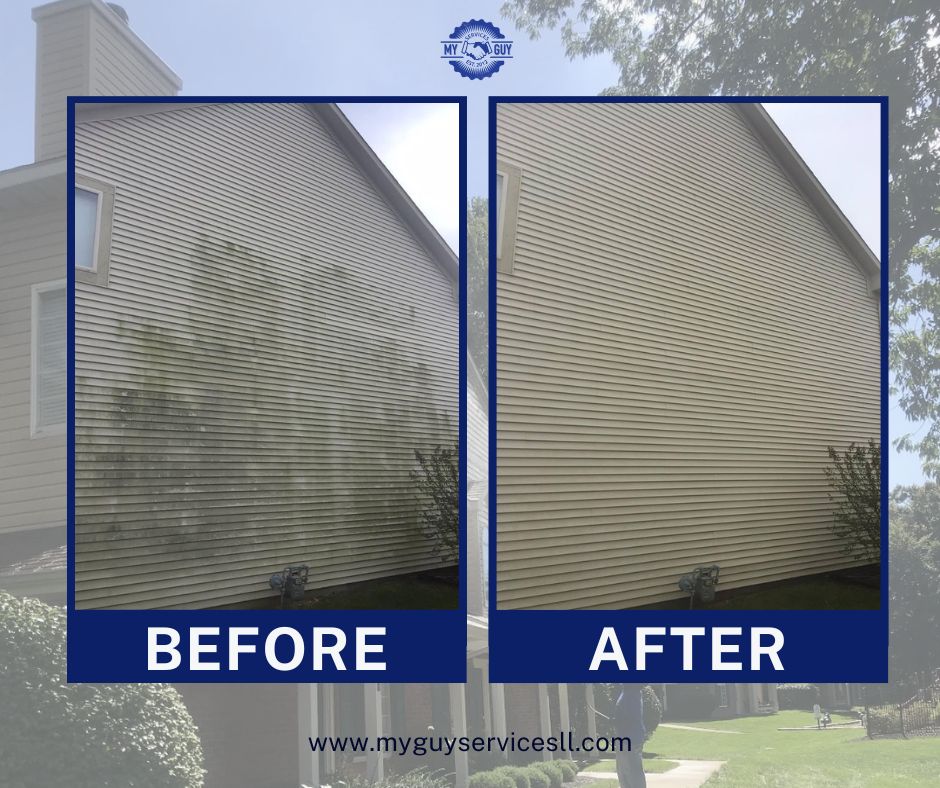 Spring pressure washing removing mildew from home siding in Fishers, IN