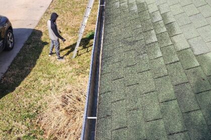 Cleaned clogged gutters on a home in Noblesville during fall