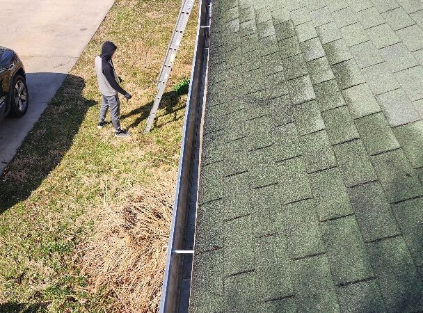 Cleaned clogged gutters on a home in Noblesville during fall