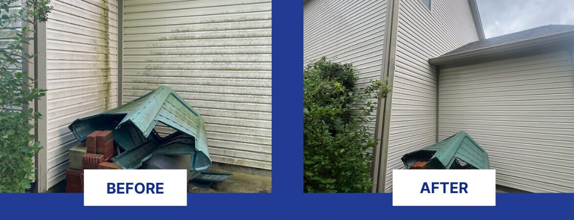 Professional pressure washing a Beech grove home exterior