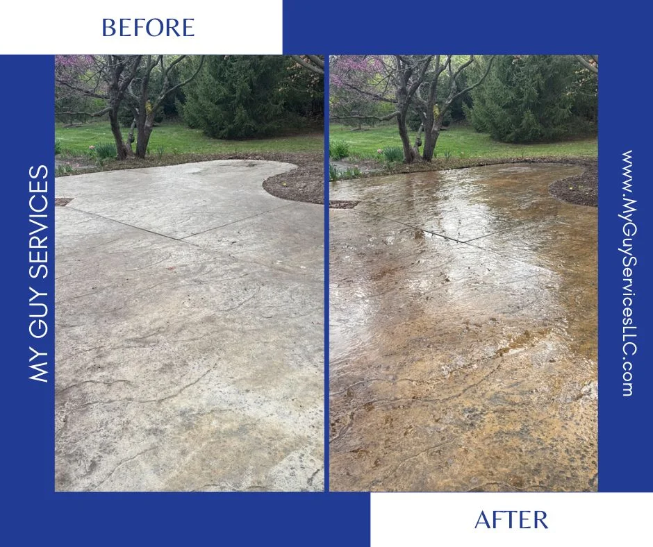 Sealed concrete driveway in Carmel neighborhood